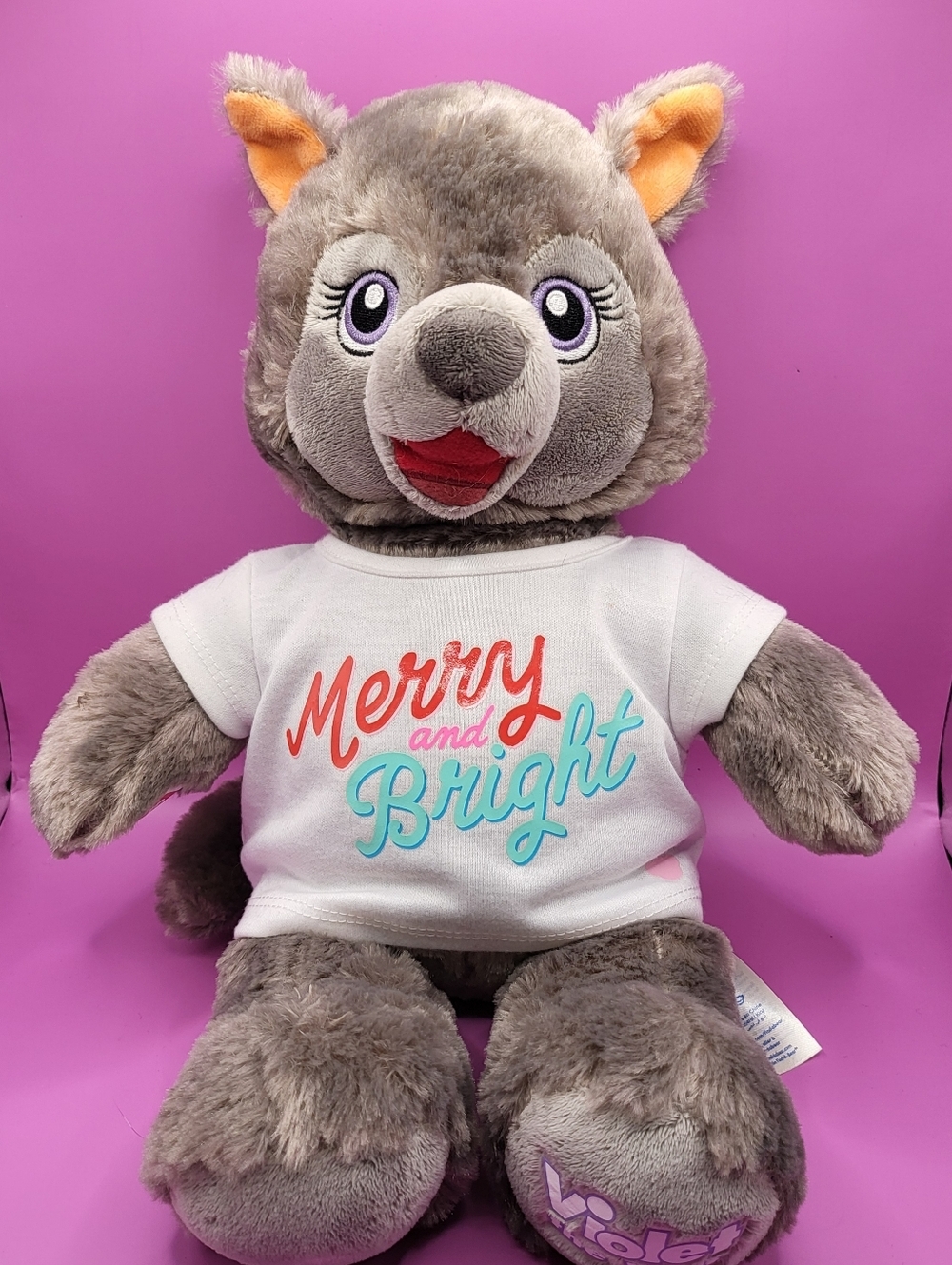 2021 Build-A-Bear Great Wolf Lodge Violet Gray Plush Stuffed